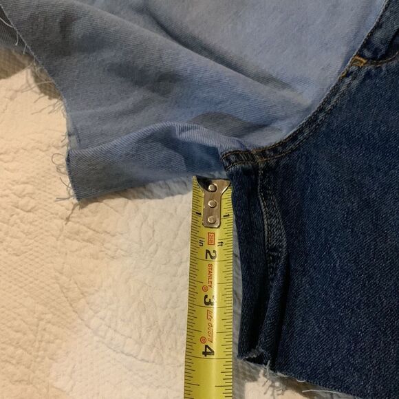 Ragged denim half and half shorts. XS - Picture 6 of 10